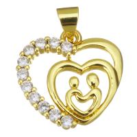 Cubic Zirconia Micro Pave Brass Pendant Heart gold color plated micro pave cubic zirconia & hollow Approx 3.5mm Sold By PC