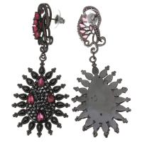 Arcilla analiar de diamantes de imitación AB Pendientes con Colgantes, con Cristal & aleación de zinc, chapado, para mujer, Negro, 70mm,30x43mm, Vendido por Par