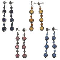 Arcilla analiar de diamantes de imitación AB Pendientes con Colgantes, con Ojo de gato, chapado, para mujer, más colores para la opción, 81mm,12mm, Vendido por Par