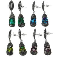 rhinestone ler bane Drop Earring, med Lampwork, for kvinde, flere farver til valg, 50mm,12x28mm, Solgt af par