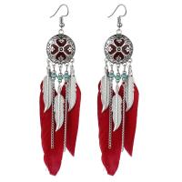 Fashion Feather Earring Zinc Alloy with Feather silver color plated for woman nickel lead & cadmium free Sold By Pair