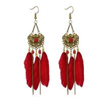 Fashion Feather Earring Zinc Alloy with Feather gold color plated for woman nickel lead & cadmium free Sold By Pair