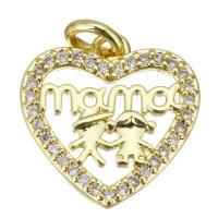 Cubic Zirconia Micro Pave Brass Pendant Heart gold color plated micro pave cubic zirconia & hollow Approx 3mm Sold By PC