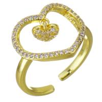 Cubic Zircon Brass δάχτυλο του δακτυλίου, Ορείχαλκος, χρώμα επίχρυσο, μικρο ανοίξει κυβικά ζιρκονία & κοίλος, 16mm, Μέγεθος:7, Sold Με PC