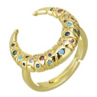 Cubic cirkónium Brass Finger Ring, Sárgaréz, arany színű aranyozott, mikro egyengetni cirkónia, 17mm, Méret:6, Által értékesített PC