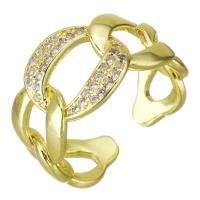 Cubic Zircon Brass δάχτυλο του δακτυλίου, Ορείχαλκος, χρώμα επίχρυσο, μικρο ανοίξει κυβικά ζιρκονία & κοίλος, 12mm, Μέγεθος:7, Sold Με PC