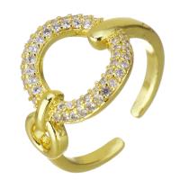 Cubic Zircon Brass δάχτυλο του δακτυλίου, Ορείχαλκος, χρώμα επίχρυσο, μικρο ανοίξει κυβικά ζιρκονία & κοίλος, 15mm, Μέγεθος:7, Sold Με PC