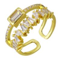 Cubic Zircon Brass δάχτυλο του δακτυλίου, Ορείχαλκος, χρώμα επίχρυσο, μικρο ανοίξει κυβικά ζιρκονία & κοίλος, 10mm, Μέγεθος:6, Sold Με PC