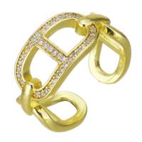 Cubic Zircon Brass δάχτυλο του δακτυλίου, Ορείχαλκος, χρώμα επίχρυσο, μικρο ανοίξει κυβικά ζιρκονία & κοίλος, 9mm, Μέγεθος:6, Sold Με PC