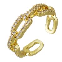 Cubic Zircon Brass δάχτυλο του δακτυλίου, Ορείχαλκος, χρώμα επίχρυσο, μικρο ανοίξει κυβικά ζιρκονία & κοίλος, 5mm, Τρύπα:Περίπου 2x4mm, Μέγεθος:8, Sold Με PC