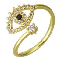 Cubic Zircon Brass δάχτυλο του δακτυλίου, Ορείχαλκος, χρώμα επίχρυσο, μικρο ανοίξει κυβικά ζιρκονία & κοίλος, 12mm, Τρύπα:Περίπου 2x4mm, Μέγεθος:7, Sold Με PC