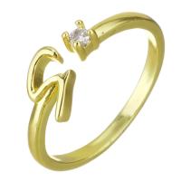 Cubic Zircon Messing fingerring, guldfarve belagt, Micro Pave cubic zirconia, 7mm, Størrelse:6, Solgt af PC