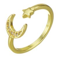 Cubic cirkónium Brass Finger Ring, Sárgaréz, arany színű aranyozott, mikro egyengetni cirkónia, 8mm, Méret:5, Által értékesített PC