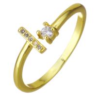 Cubic Zircon Messing fingerring, guldfarve belagt, Micro Pave cubic zirconia, 10mm, Størrelse:7, Solgt af PC