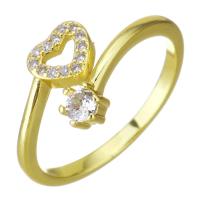 Kubisk Zircon Mässing Finger Ring, guldfärg pläterade, micro bana cubic zirconia, 10mm, Storlek:6, Säljs av PC