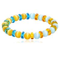 Cats Eye Bracelets Round polished for woman multi-colored Sold Per 6.89 Inch Strand