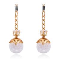 Boucles d'oreilles pendantes en laiton, avec verre & strass, Placage de couleur d'or, pour femme, Or, 52mm, Vendu par paire