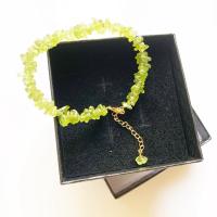 Gemstone karkötő, Cink ötvözet, -val Peridot kő, természetes, fű, 10mm, Által értékesített PC