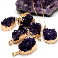 Quarz Halskette, Amethyst, Modeschmuck, violett, 2.5-4.5cm, Länge 50 cm, verkauft von PC