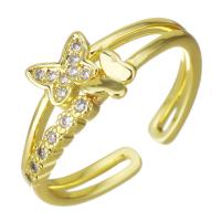 Cubic Zircon Messing fingerring, guldfarve belagt, Micro Pave cubic zirconia & hule, 8mm, Størrelse:6, Solgt af PC