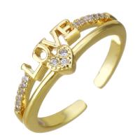 Cubic Zircon Brass δάχτυλο του δακτυλίου, Ορείχαλκος, χρώμα επίχρυσο, μικρο ανοίξει κυβικά ζιρκονία & κοίλος, 6mm, Μέγεθος:7, Sold Με PC