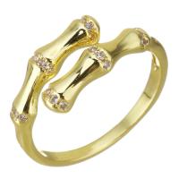 Cubic Zircon Brass δάχτυλο του δακτυλίου, Ορείχαλκος, χρώμα επίχρυσο, μικρο ανοίξει κυβικά ζιρκονία & κοίλος, 8mm, Μέγεθος:7, Sold Με PC