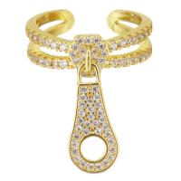 Cubic Zircon Messing fingerring, forgyldt, mode smykker & Micro Pave cubic zirconia & for kvinde, guld, nikkel, bly & cadmium fri, 21mm, 10pc'er/Lot, Solgt af Lot