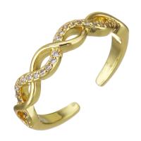 Cubic Zircon Brass δάχτυλο του δακτυλίου, Ορείχαλκος, επιχρυσωμένο, κοσμήματα μόδας & μικρο ανοίξει κυβικά ζιρκονία & για τη γυναίκα, χρυσός, νικέλιο, μόλυβδο και κάδμιο ελεύθεροι, 4mm, 10PCs/Παρτίδα, Sold Με Παρτίδα