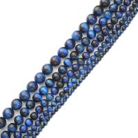 Natural Tiger Eye Beads Round polished DIY blue Sold By Strand