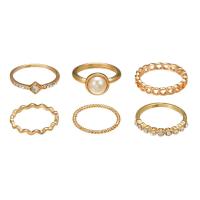 Sinc Alloy Ring Set, fáinne finger, plátáilte, 6 phíosa & le rhinestone, dathanna níos mó le haghaidh rogha, 1.6cm,1.7cm,1.8cm,2cm, Díolta De réir Socraigh