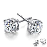 Rhinestone Earring Cupronickel platinum color plated for woman & with rhinestone 5mm Sold By Pair