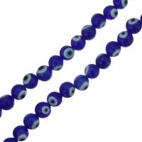 Evil Eye Lampwork Kralen, Ronde, verschillende grootte voor keus, blauw, Gat:Ca 1mm, Per verkocht Ca 14 inch Strand