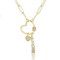 Kubieke Zirkoon Micro Pave Brass Ketting, Messing, gold plated, mode sieraden & uniseks & micro pave zirconia, nikkel, lood en cadmium vrij, 24x212mm, Verkocht door Strand