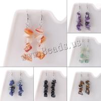 Gemstone Earrings, misto de pedras semi-preciosas, with liga de zinco, Ferro / ferro de engomar Gancho / Anzol, materiais diferentes para a escolha & para mulher, Mais cores pare escolha, 60mm, vendido por par