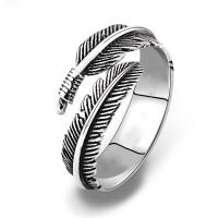 liga de zinco Cuff Ring Finger, Forma de pena, banhado, Ajustável & para o homem, vendido por PC