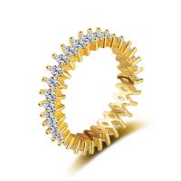 Kubieke Circonia Micro Pave Brass Ring, Messing, gold plated, verschillende grootte voor keus & micro pave zirconia, 5mm, Verkocht door PC