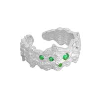 925 sterline d'argento Anelli Cuff, placcato, Regolabile & per la donna & con strass, nessuno, 10.20mm, Misura:14, Venduto da PC