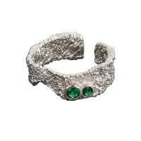 Argent sterling 925 Cuff Bague, Placage, Réglable & pour femme & avec strass, plus de couleurs à choisir, 6.80mm, Taille:12, Vendu par PC