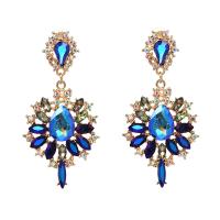 Strass Earring, Zinc Alloy, plated, micro pave zirconia & voor vrouw, meer kleuren voor de keuze, 39x80mm, Verkocht door pair