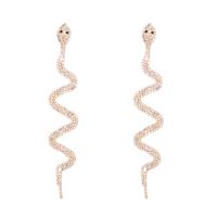 Strass Earring, Zinc Alloy, Slang, plated, voor vrouw & met strass, meer kleuren voor de keuze, 25x140mm, Verkocht door pair