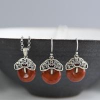 925 Sterling Silver Drop -øreringe, 925 Sterling Sølv, med Yunnan Red Agate, mode smykker & forskellige stilarter for valg & for kvinde, nikkel, bly & cadmium fri, Solgt af PC