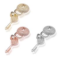 Zinc Alloy Pendler, forgyldt, Micro Pave cubic zirconia, flere farver til valg, 11x33mm, Solgt af PC