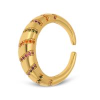 metal Anillo de dedo Cuff, micro arcilla de zirconia cúbica, dorado, 6x23mm, Vendido por UD