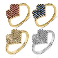 Cubique anneau en laiton Circonia Micro Pave, Placage, pavé de micro zircon, plus de couleurs à choisir, 21x21mm, Vendu par PC