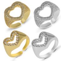 Kubieke Circonia Micro Pave Brass Ring, Messing, plated, met zirkonia, meer kleuren voor de keuze, 20x21mm, Verkocht door PC