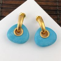 Pendientes de turquesa, aleación de zinc, con turquesa, chapado, más colores para la opción, 25x18mm, Vendido por UD