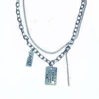 Collier de mode Multi couche, Acier titane, avec le motif de lettre & pour femme, Vendu par Environ 21-50 cm brin