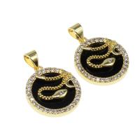 Cubic Zirconia Micro Pave Brass Pendant Round gold color plated micro pave cubic zirconia nickel lead & cadmium free Approx 3mm Sold By PC