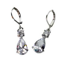 Zinc Alloy Hendel weer Earring, plated, micro pave zirconia, gemengde kleuren, 9.50x36mm, Verkocht door PC