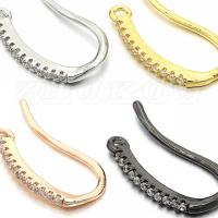 Messing Hook Earwire, forgyldt, Micro Pave cubic zirconia, flere farver til valg, 10x18mm, Solgt af PC